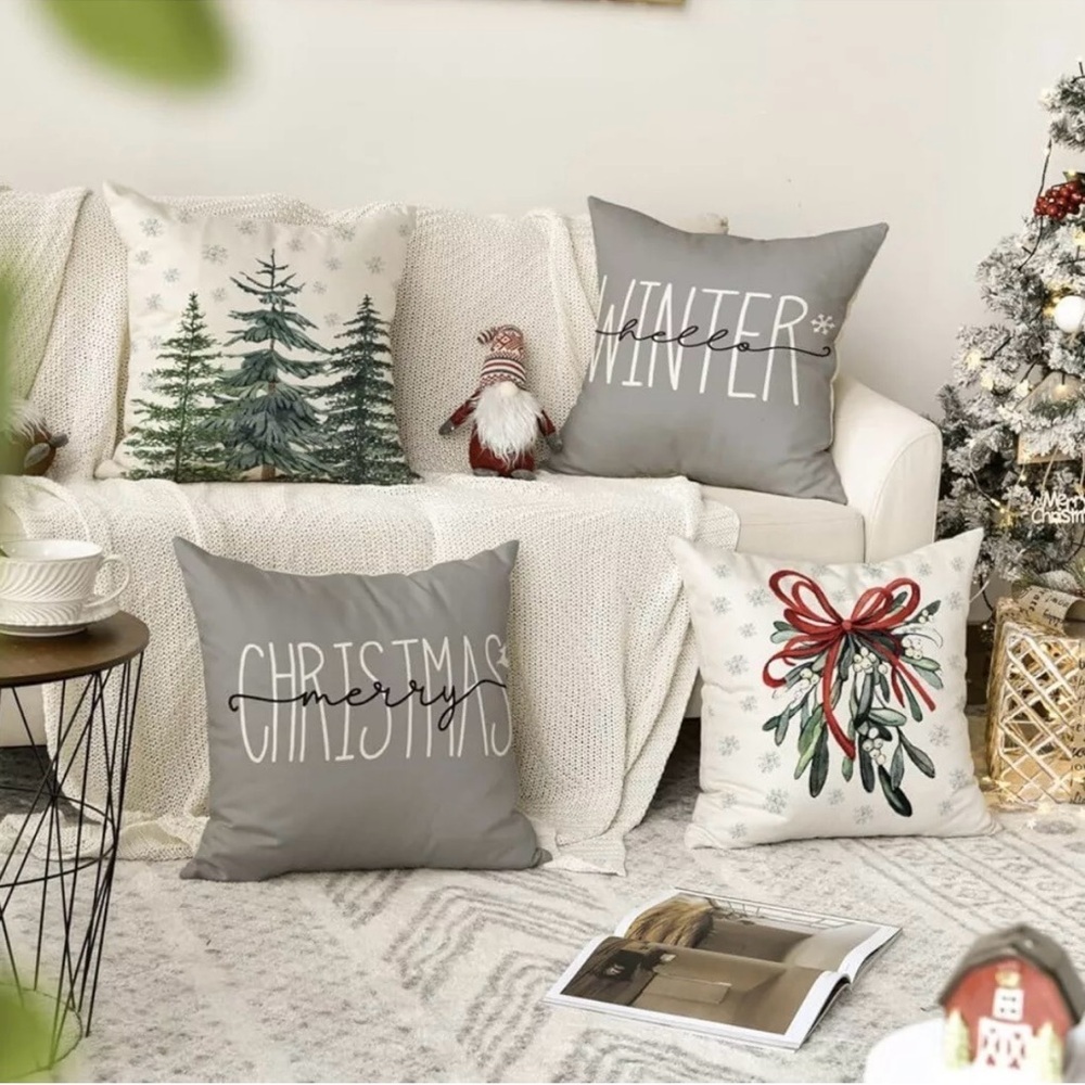 Holiday Decorative Pillow Covers 4 Pieces Winter Christmas Pillow Cases‎